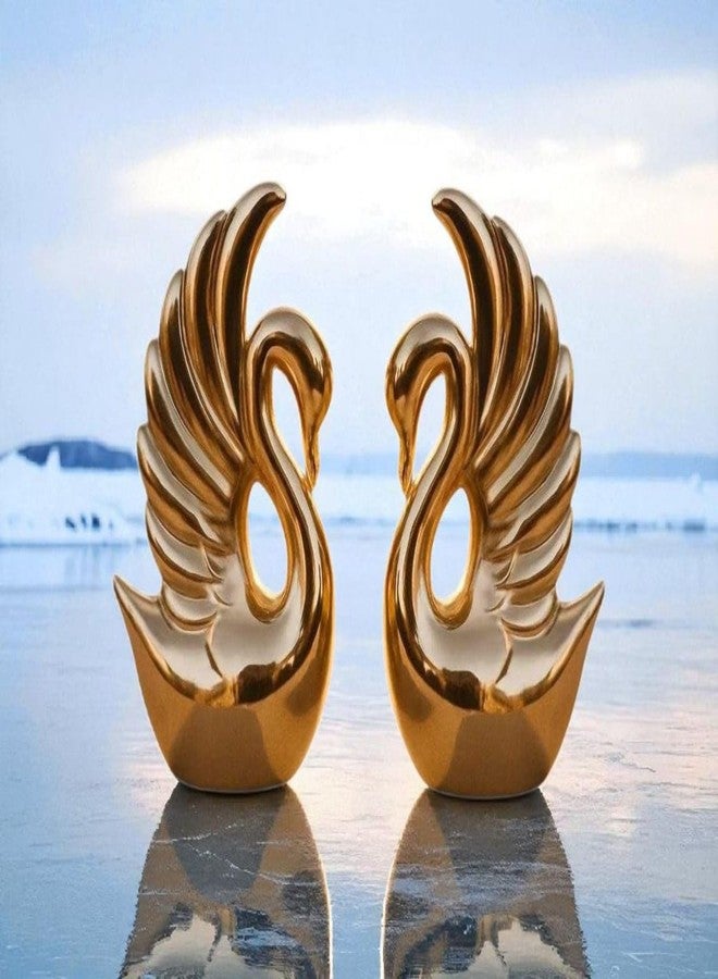 Chocozone Love Couple Swan Ceramic Showpiece for Home Decoration Piece for Room Gifts for Girlfriend Boyfriend - Image 1